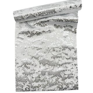 Deko Stoff Samt Weiß/Silber ca. 270 cm