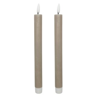 LED Echtwachs Stabkerzen  im 2er Set Beige ca. 24 cm