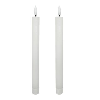 LED Echtwachs Stabkerzen  im 2er Set Weiß ca. 24 cm