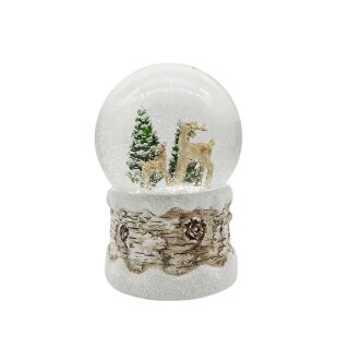 Schneekugel Spieluhr Weiß/Braun ca. 16 cm