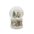 Schneekugel Spieluhr Weiß/Braun ca. 16 cm