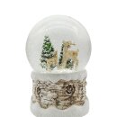 Schneekugel Spieluhr Weiß/Braun ca. 16 cm