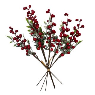 Künstliche Beerenzweige Rot im 6er Set ca. 33 cm