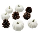 Herbstlicher Deko-Mix 9er Set Weiß/Natur
