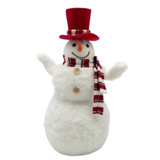 Plüsch Schneemann Weiß/Rot ca. 34 cm