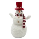 Plüsch Schneemann Weiß/Rot ca. 34 cm