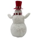 Plüsch Schneemann Weiß/Rot ca. 34 cm