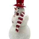 Plüsch Schneemann Weiß/Rot ca. 34 cm