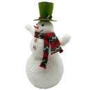 Plüsch Schneemann Weiß/Grün/Rot ca. 34 cm