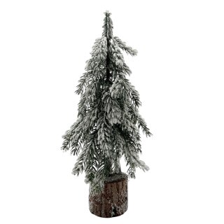 Tannenbaum auf Holzstamm Grün/verschneit ca. 44 cm