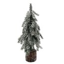 Tannenbaum auf Holzstamm Grün/verschneit ca. 44 cm