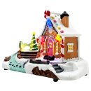 LED Weihnachtsspiel Lebkuchenhaus Bunt ca. 17 cm