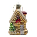 Glas Christbaumschmuck Lebkuchenhaus Gold ca. 8 cm