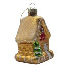 Glas Christbaumschmuck Lebkuchenhaus Gold ca. 8 cm
