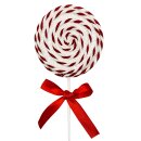 Deko Lolli Weiss/Rot glitzer ca. 34 cm