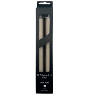 LED Echtwachs Stabkerze Hellbeige 2er Set