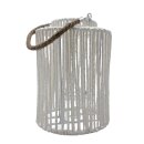 Boho Laterne mit Glaseinsatz Weiß ca. 28 cm