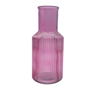 Glas Vase geriffelt Pink ca.22 cm