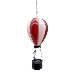 Kunststoff Solar-Hängelampe Heißluftballon Rot/Weiß ca.22 cm