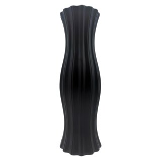 Keramik Vase mit Vertikale Rillen Schwarz ca.45 cm