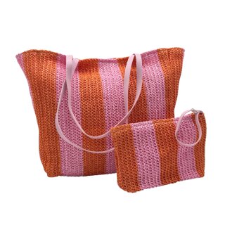 Tasche + Zusatztäschchen Orange/Rosa
