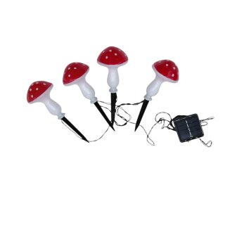 LED Solar Lichterkette Pilze Rot/Weiß