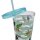 Plastikbecher mit Strohhalm Blau ca. 15 cm