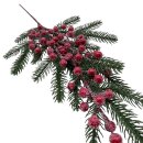 Künstlicher Tannenzweig mit Beeren Grün/Rot ca....