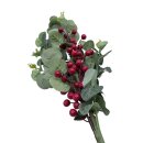Künstlicher Eukalyptuszweig mit Beeren Grün/Rot...