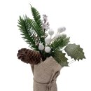 Deko Tannengesteck mit Beeren Grün/Weiß ca. 22 cm