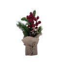 Deko Tannengesteck mit Beeren Grün/Rot ca. 22 cm