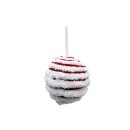 Flauschige Plüsch-Christbaumkugel Weiß/Rot...