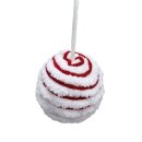 Flauschige Plüsch-Christbaumkugel Weiß/Rot...