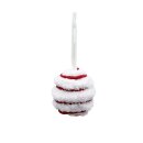 Flauschige Plüsch-Christbaumkugel Weiß/Rot...