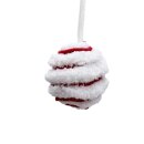 Flauschige Plüsch-Christbaumkugel Weiß/Rot...
