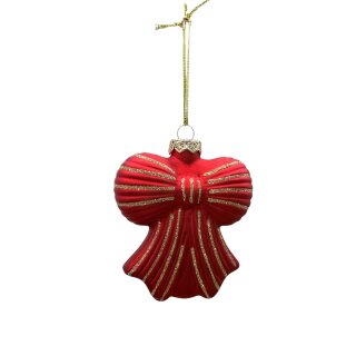 Edler Glas Christbaumschmuck Schleife Rot/Gold ca. 10 cm