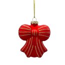 Edler Glas Christbaumschmuck Schleife Rot/Gold ca. 10 cm