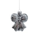 Edler Glas Christbaumschmuck Schleife Silber ca. 10 cm