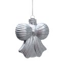 Edler Glas Christbaumschmuck Schleife Silber ca. 10 cm