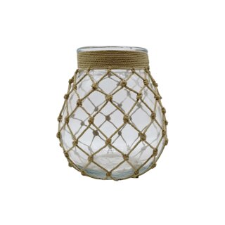 Glas Windlicht mit Jute Klar ca. 22 cm
