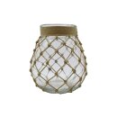 Glas Windlicht mit Jute Klar ca. 22 cm