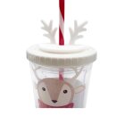 Weihnachtlicher Trinkbecher  " Rentier " Weiß/Klar ca. 400 ml