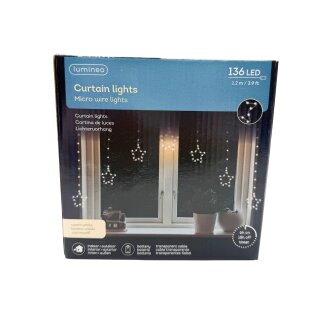 Lichtervorhang mit Sternchen 136 LED ca. 120 cm