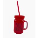 Weihnachtliches Trinkglas mit Strohhalm " MERRY...