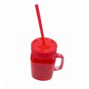 Weihnachtliches Trinkglas mit Strohhalm " MERRY...