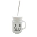 Weihnachtliches Trinkglas mit Strohhalm " LET IT...