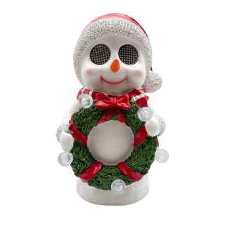 LED Schneemann "Blinzel-Auge" Weiß/Rot/Grün ca. 36 cm