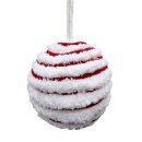 Flauschige Plüsch-Christbaumkugel Weiß/Rot...