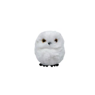 Fell Schneeeule mit Klammer Weiß ca. 10 cm