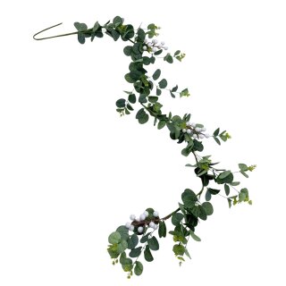 Künstliche Eukalyptusgirlande mit Beeren Grün/Weiss ca 120 cm